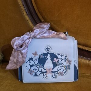 Loungefly Disney Cinderella Tonal Floral and Carriage Handbag w/ Matching Wallet